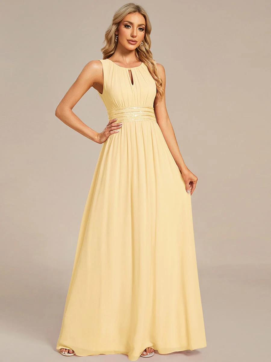 ever KALIA|A-Line Chiffon Round Neckline Bridesmaid Dress with Sleeveless and Pleats - Image 110