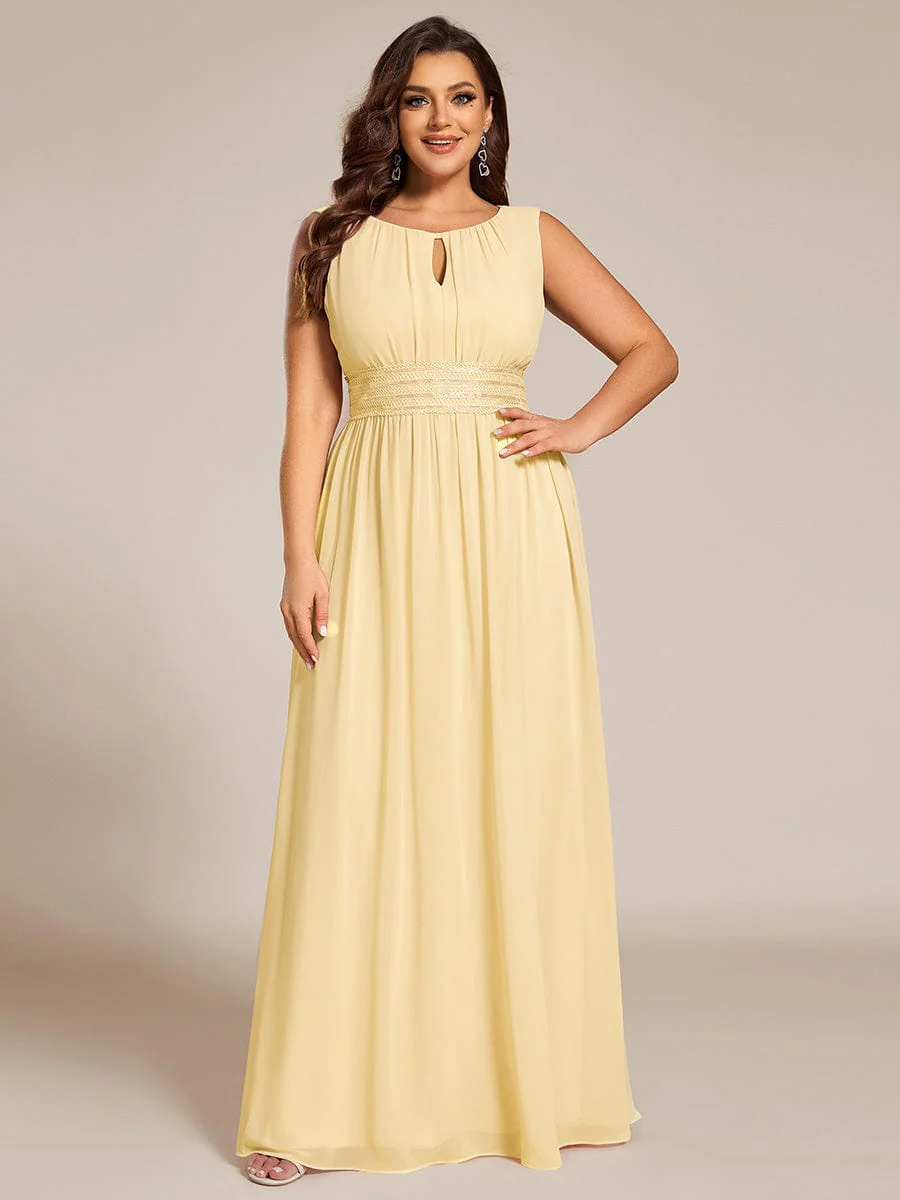 ever KALIA|A-Line Chiffon Round Neckline Bridesmaid Dress with Sleeveless and Pleats - Image 113