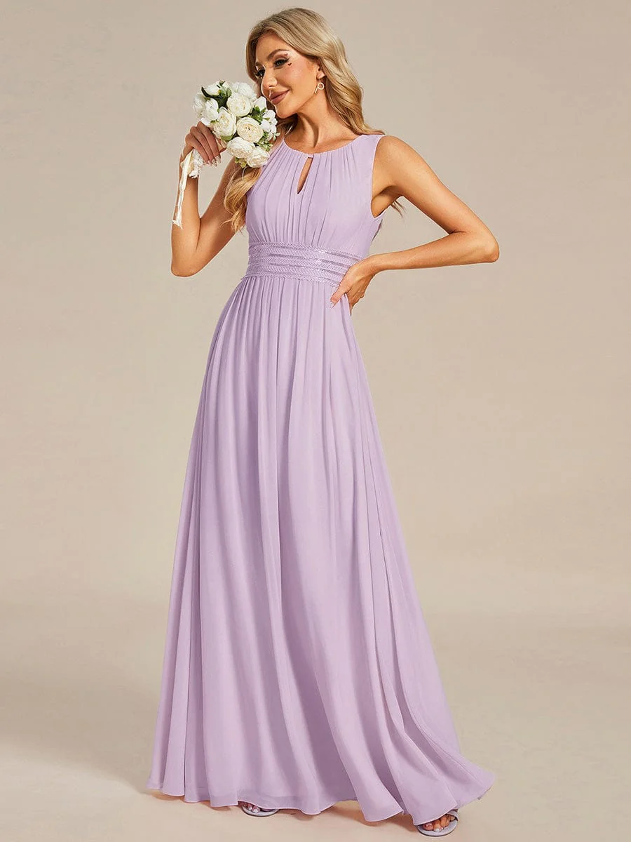 ever KALIA|A-Line Chiffon Round Neckline Bridesmaid Dress with Sleeveless and Pleats - Image 121