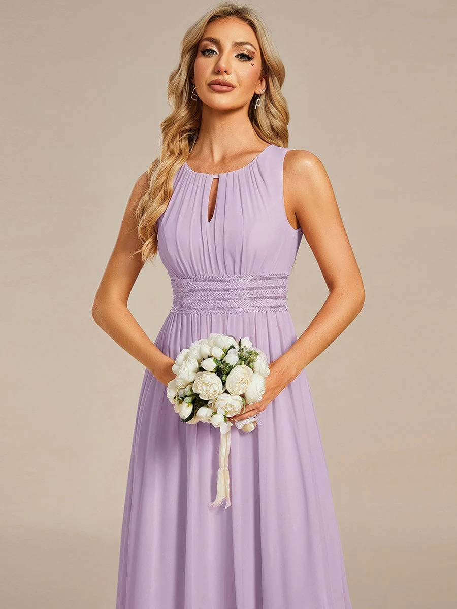 ever KALIA|A-Line Chiffon Round Neckline Bridesmaid Dress with Sleeveless and Pleats - Image 122