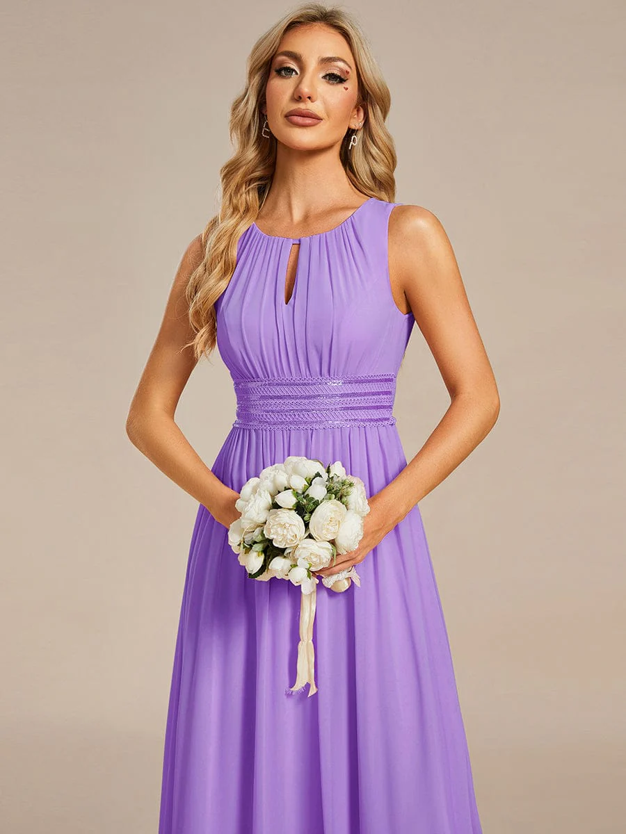 ever KALIA|A-Line Chiffon Round Neckline Bridesmaid Dress with Sleeveless and Pleats - Image 132