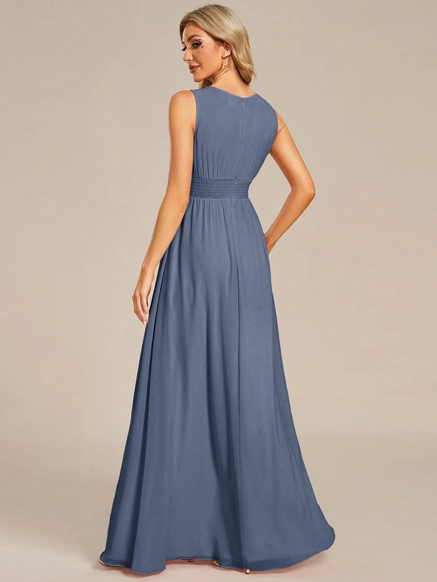 ever KALIA|A-Line Chiffon Round Neckline Bridesmaid Dress with Sleeveless and Pleats - Image 26
