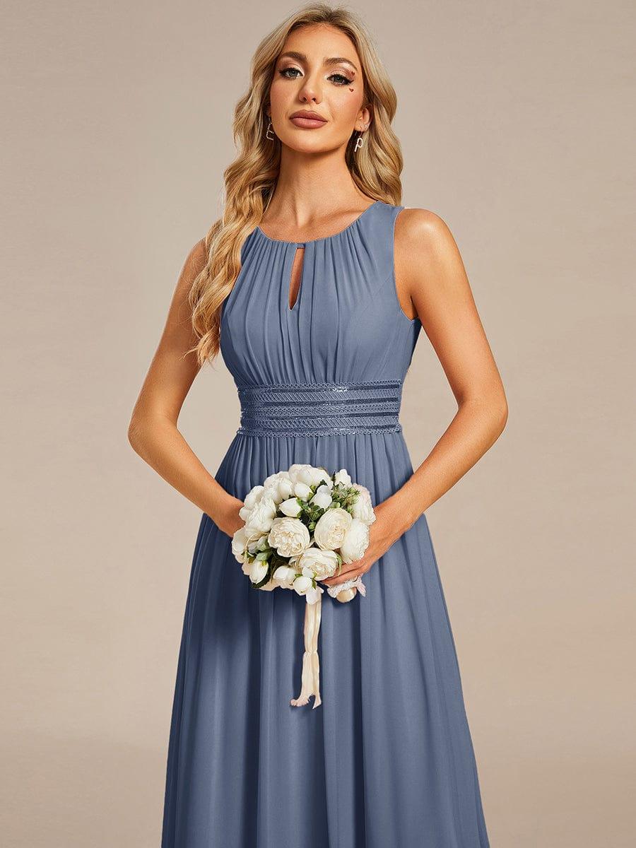 ever KALIA|A-Line Chiffon Round Neckline Bridesmaid Dress with Sleeveless and Pleats - Image 27