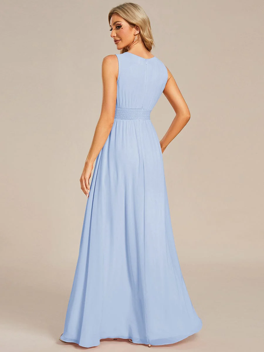 ever KALIA|A-Line Chiffon Round Neckline Bridesmaid Dress with Sleeveless and Pleats - Image 29