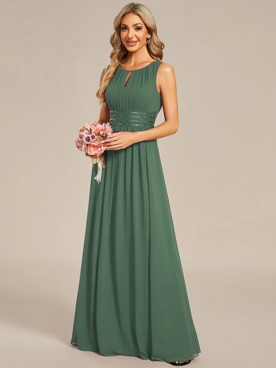 ever KALIA|A-Line Chiffon Round Neckline Bridesmaid Dress with Sleeveless and Pleats - Image 50