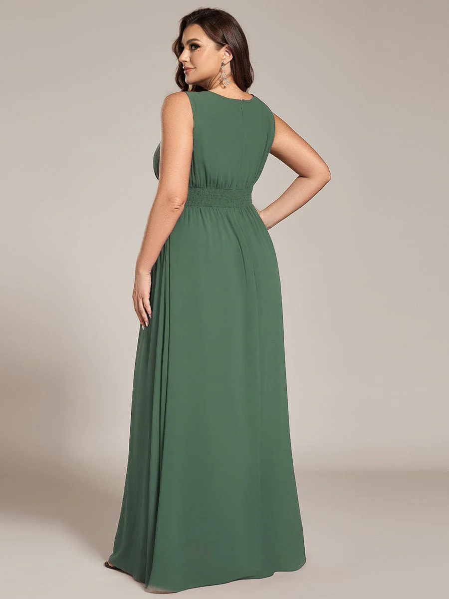 ever KALIA|A-Line Chiffon Round Neckline Bridesmaid Dress with Sleeveless and Pleats - Image 54