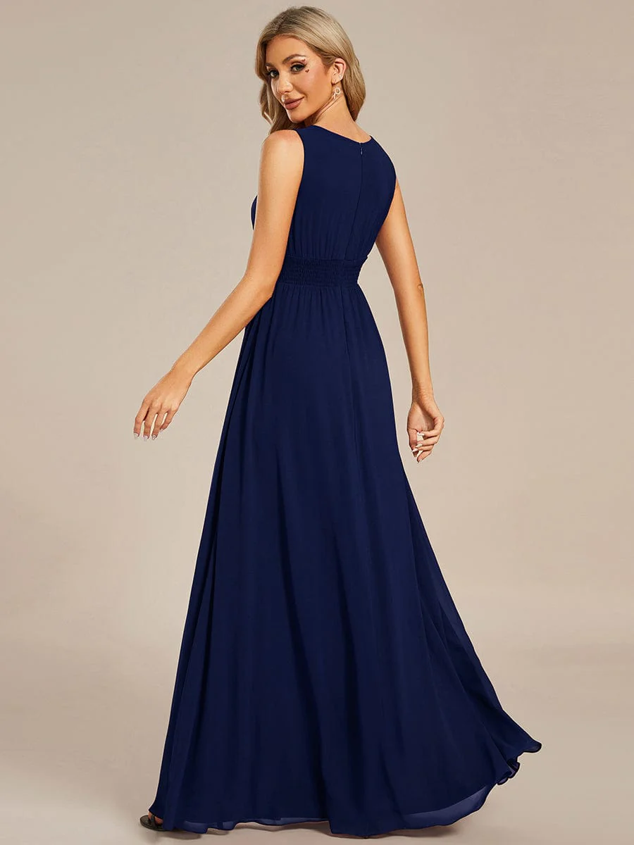 ever KALIA|A-Line Chiffon Round Neckline Bridesmaid Dress with Sleeveless and Pleats - Image 69