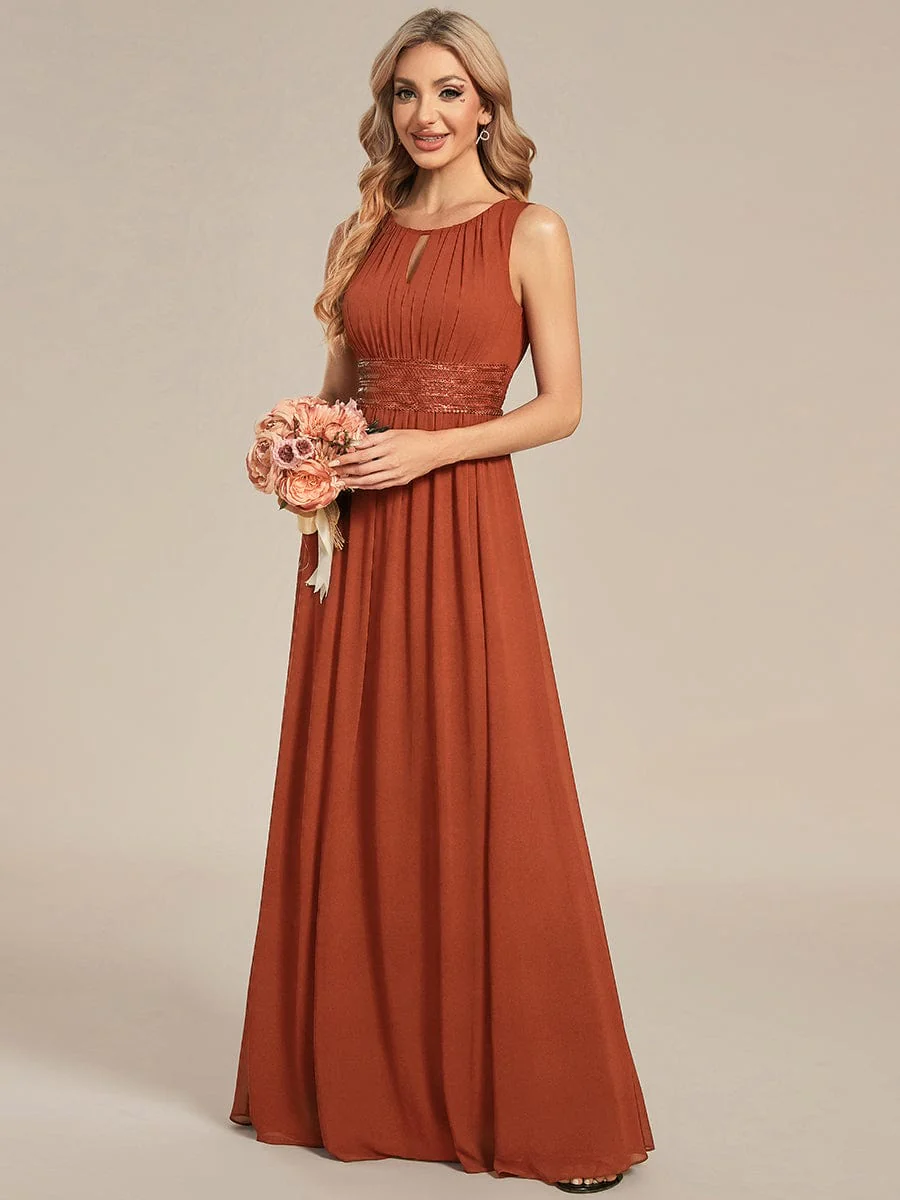 ever KALIA|A-Line Chiffon Round Neckline Bridesmaid Dress with Sleeveless and Pleats - Image 81