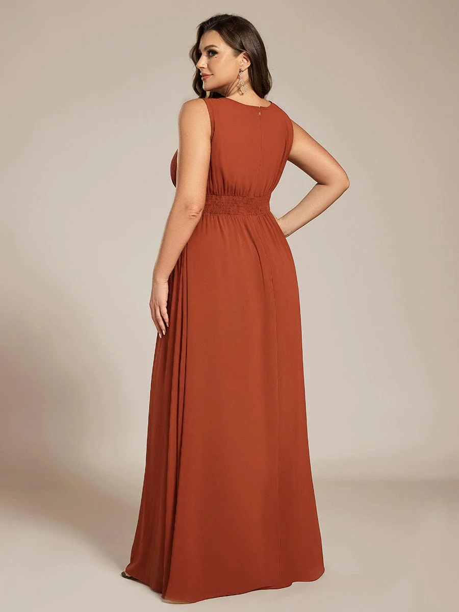 ever KALIA|A-Line Chiffon Round Neckline Bridesmaid Dress with Sleeveless and Pleats - Image 84