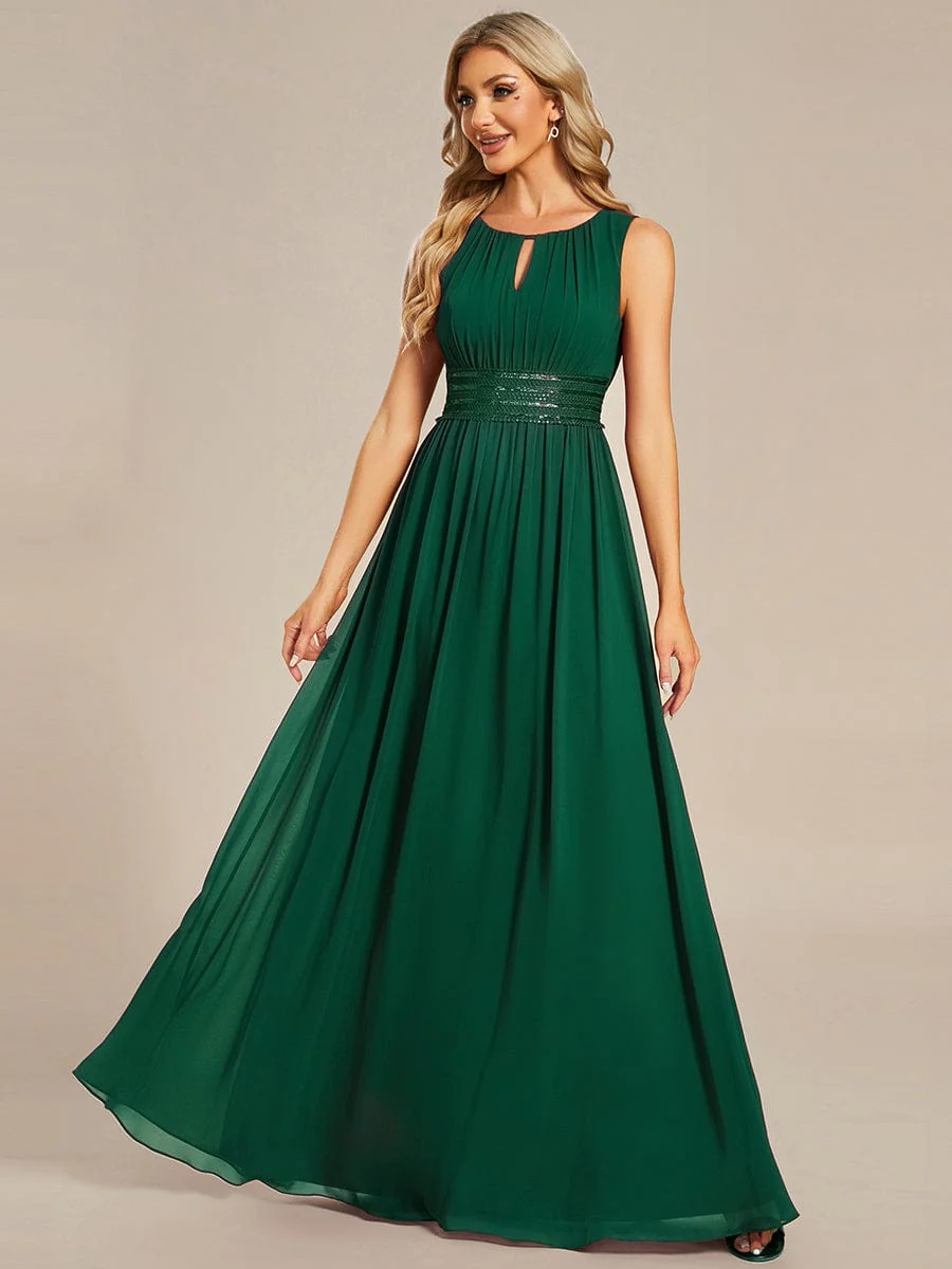 ever KALIA|A-Line Chiffon Round Neckline Bridesmaid Dress with Sleeveless and Pleats - Image 88