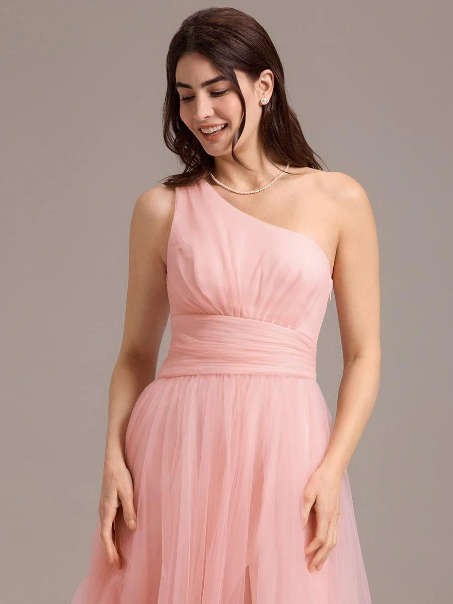 ever ARCADIA|Designer A-line One Shoulder Maxi Tulle Bridesmaid Dress - Image 13