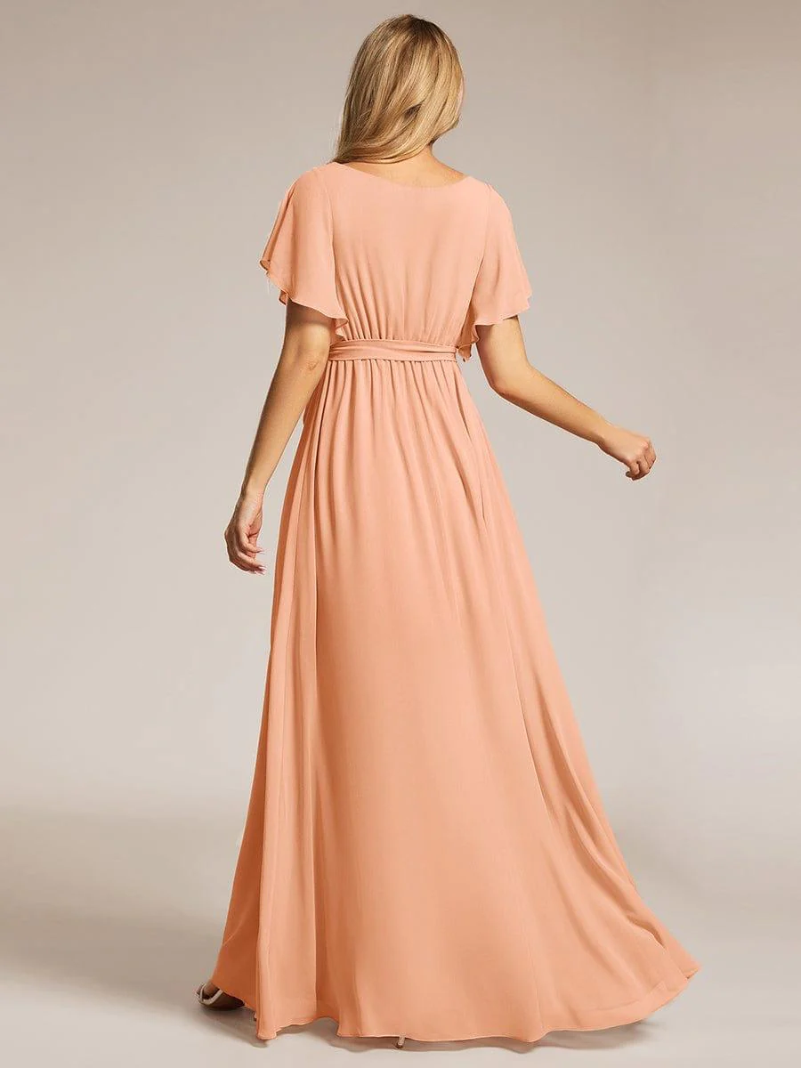 ever LEORA|A-Line Pleated Chiffon Tie-Waist Bridesmaid Dress - Image 13