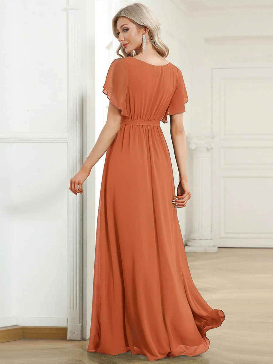 ever LEORA|A-Line Pleated Chiffon Tie-Waist Bridesmaid Dress - Image 57