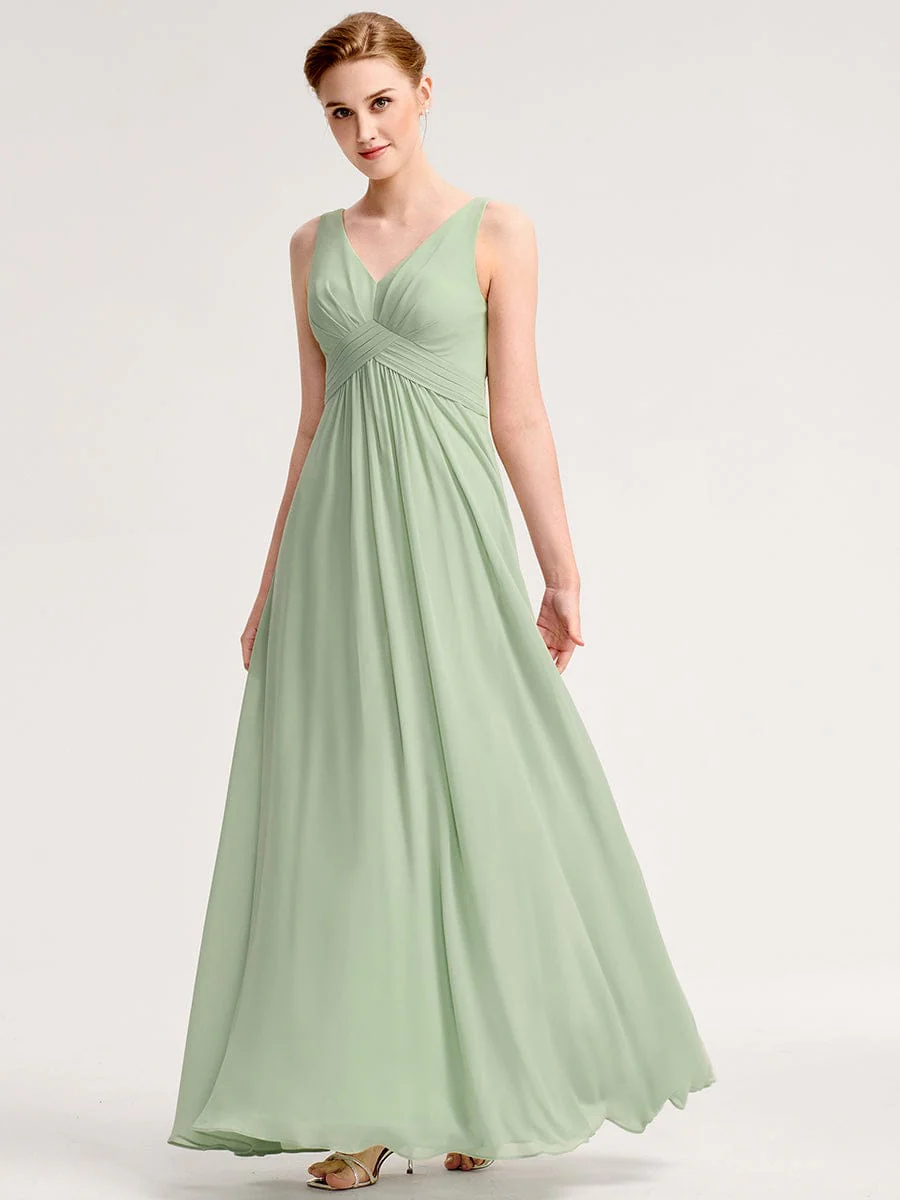 Empire Waist Cowl Back Bridesmaid Dress