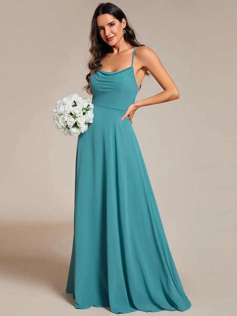 Adjustable Spaghetti Strap Chiffon A-Line Bridesmaid Dresses(Final Sale) - Image 6
