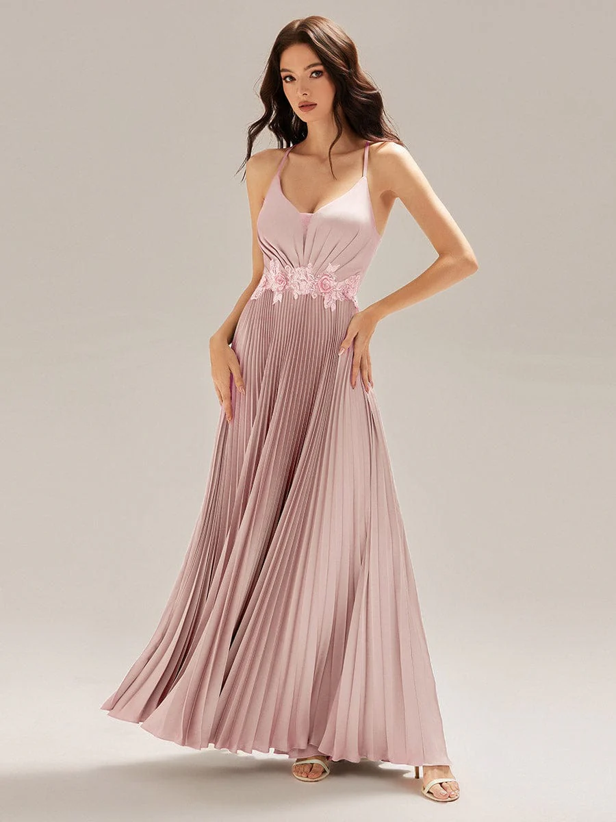 ever SERRA|Applique Satin Pleated Evening Dress - Image 6