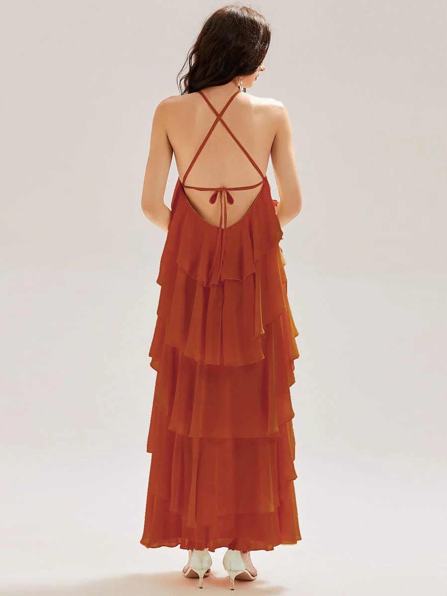 ever TALIA|Backless Chiffon Tiered Evening Dress - Image 10