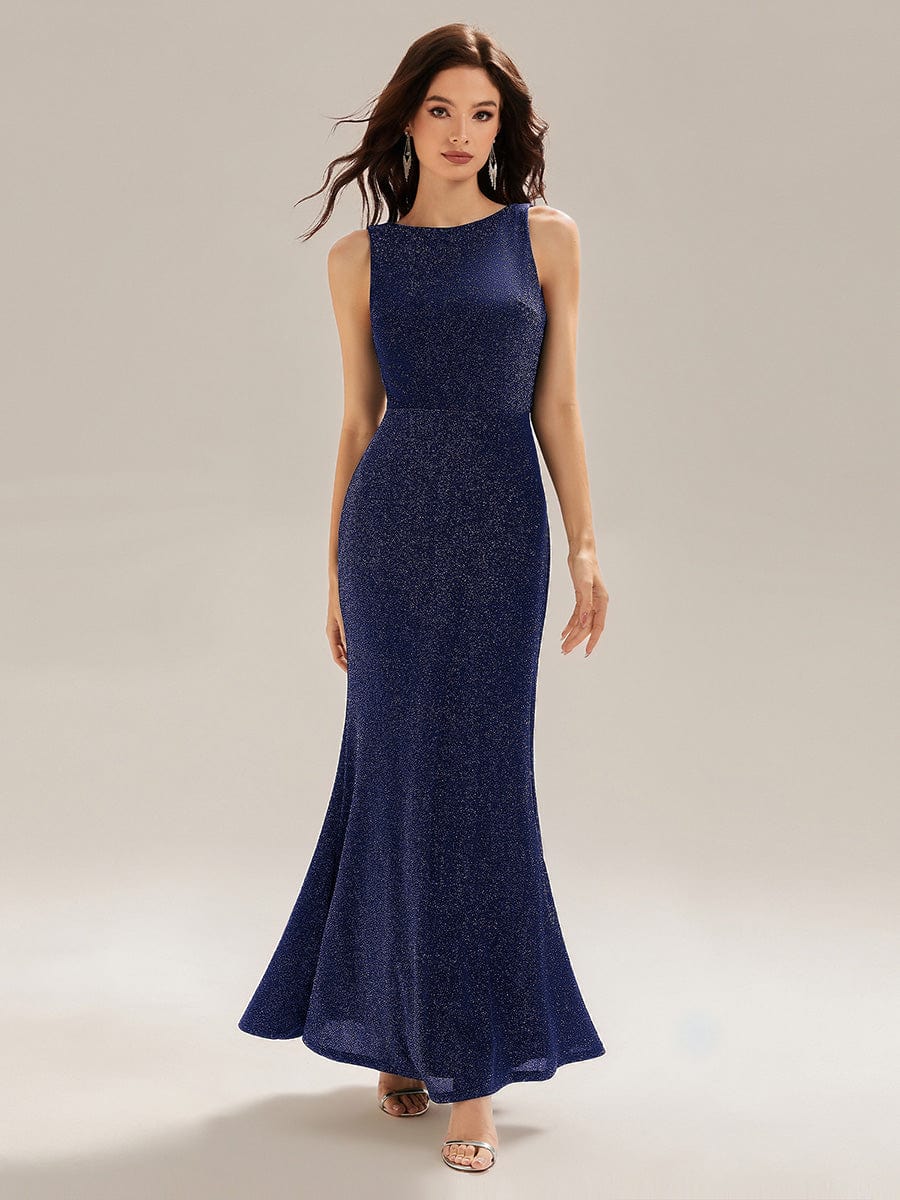 ever VANYA|High Neck Glitter Backless Knit Evening Dress - Image 12