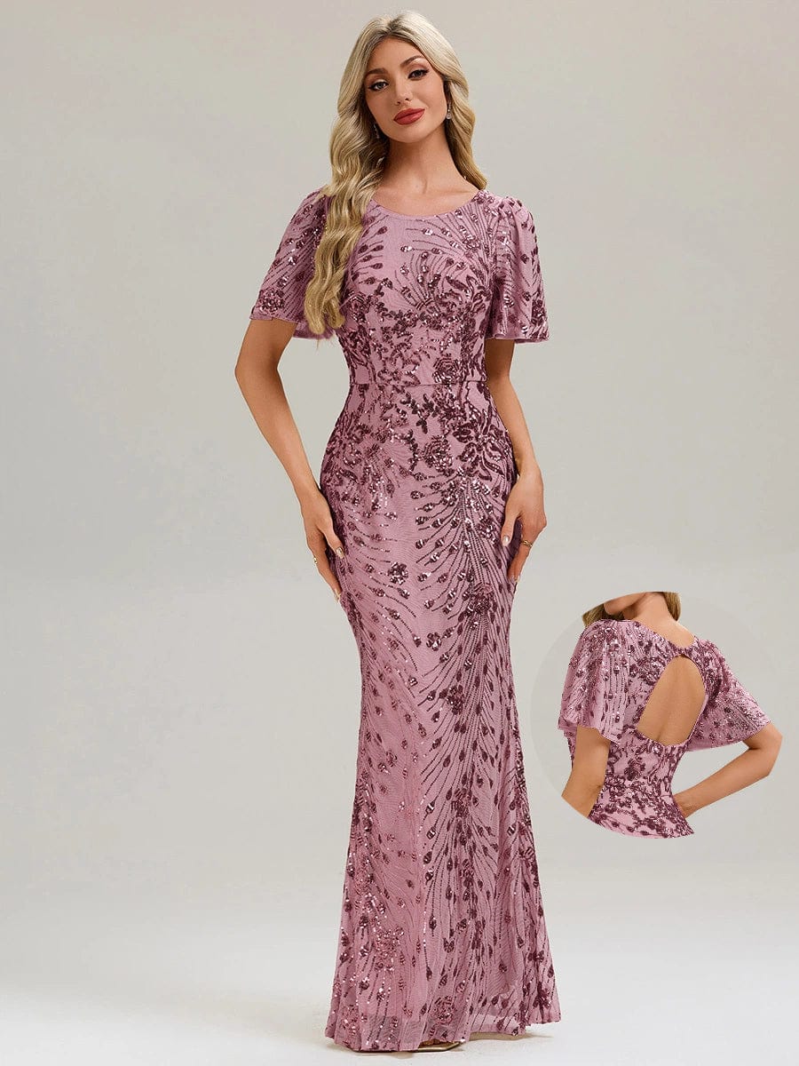 ever VIVIANE|Designer Open Back Sequin Evening Dress