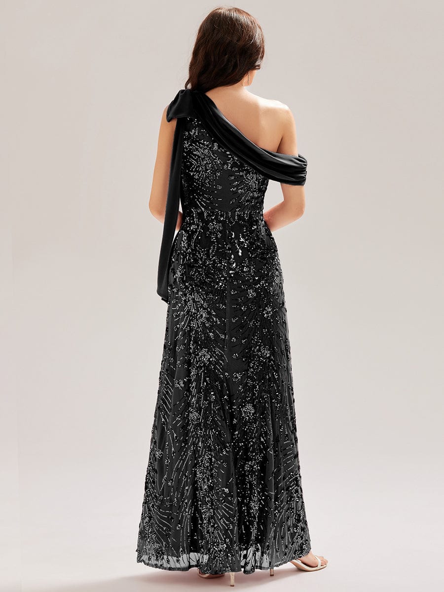 ever BELLAMY|Bow Sequin One Shoulder Evening Dress - Image 7