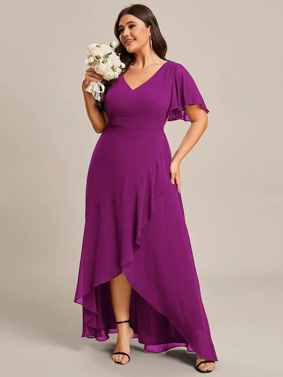 ever OREE|Elegant Chiffon High-Low Bridesmaid Dress with Lotus Leaf Hemline(Final Sale) - Image 10