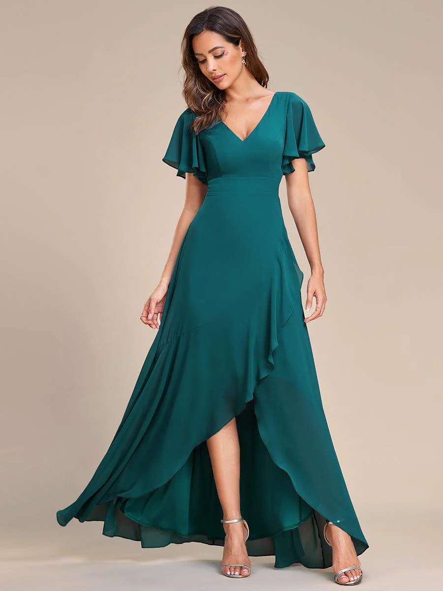 ever OREE|Elegant Chiffon High-Low Bridesmaid Dress with Lotus Leaf Hemline(Final Sale) - Image 12