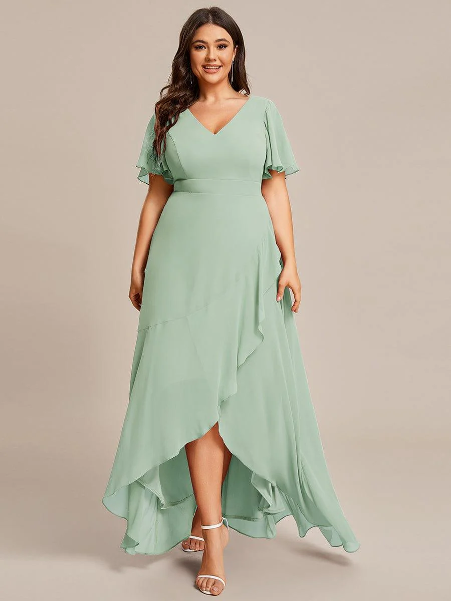 ever OREE|Elegant Chiffon High-Low Bridesmaid Dress with Lotus Leaf Hemline(Final Sale) - Image 26