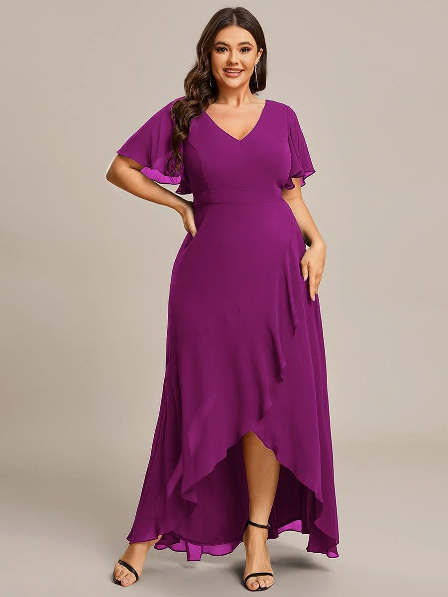 ever OREE|Elegant Chiffon High-Low Bridesmaid Dress with Lotus Leaf Hemline(Final Sale) - Image 7