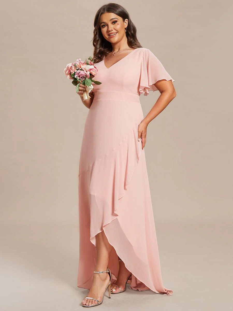 ever OREE|Charming Chiffon Dress with Lotus Leaf Hemline In Pink(Final Sale) - Image 12