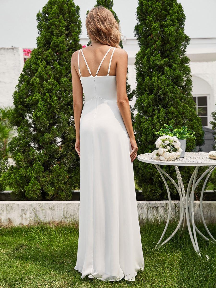 Chic Adjustable Straps Pleated Bridesmaid Dress with V-Neck - Image 22
