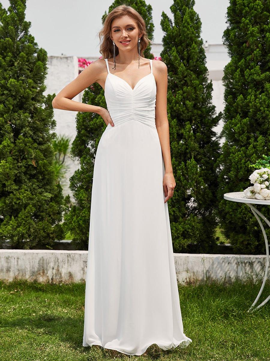 Chic Adjustable Straps Pleated Bridesmaid Dress with V-Neck - Image 23