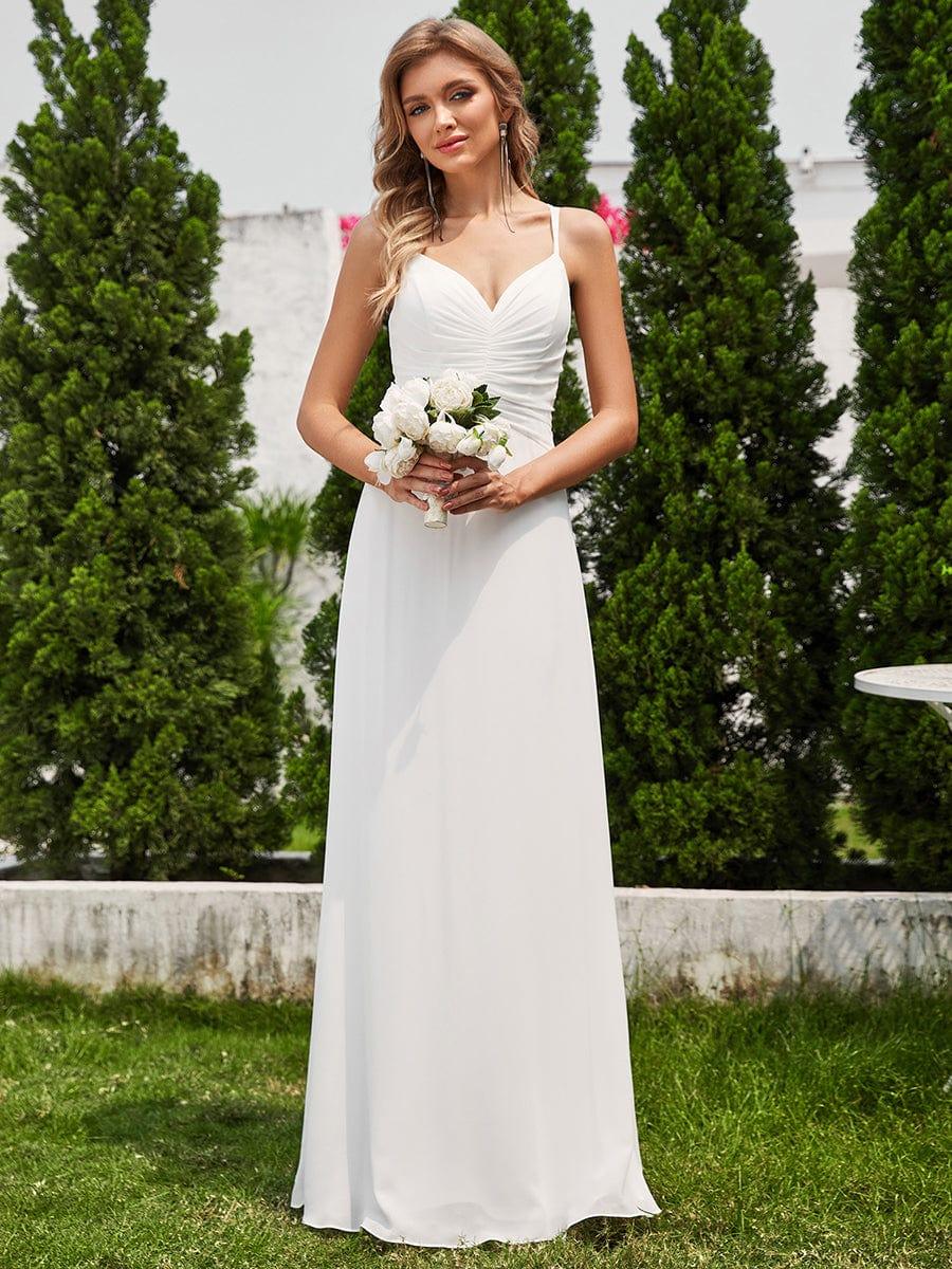 Chic Adjustable Straps Pleated Bridesmaid Dress with V-Neck - Image 25