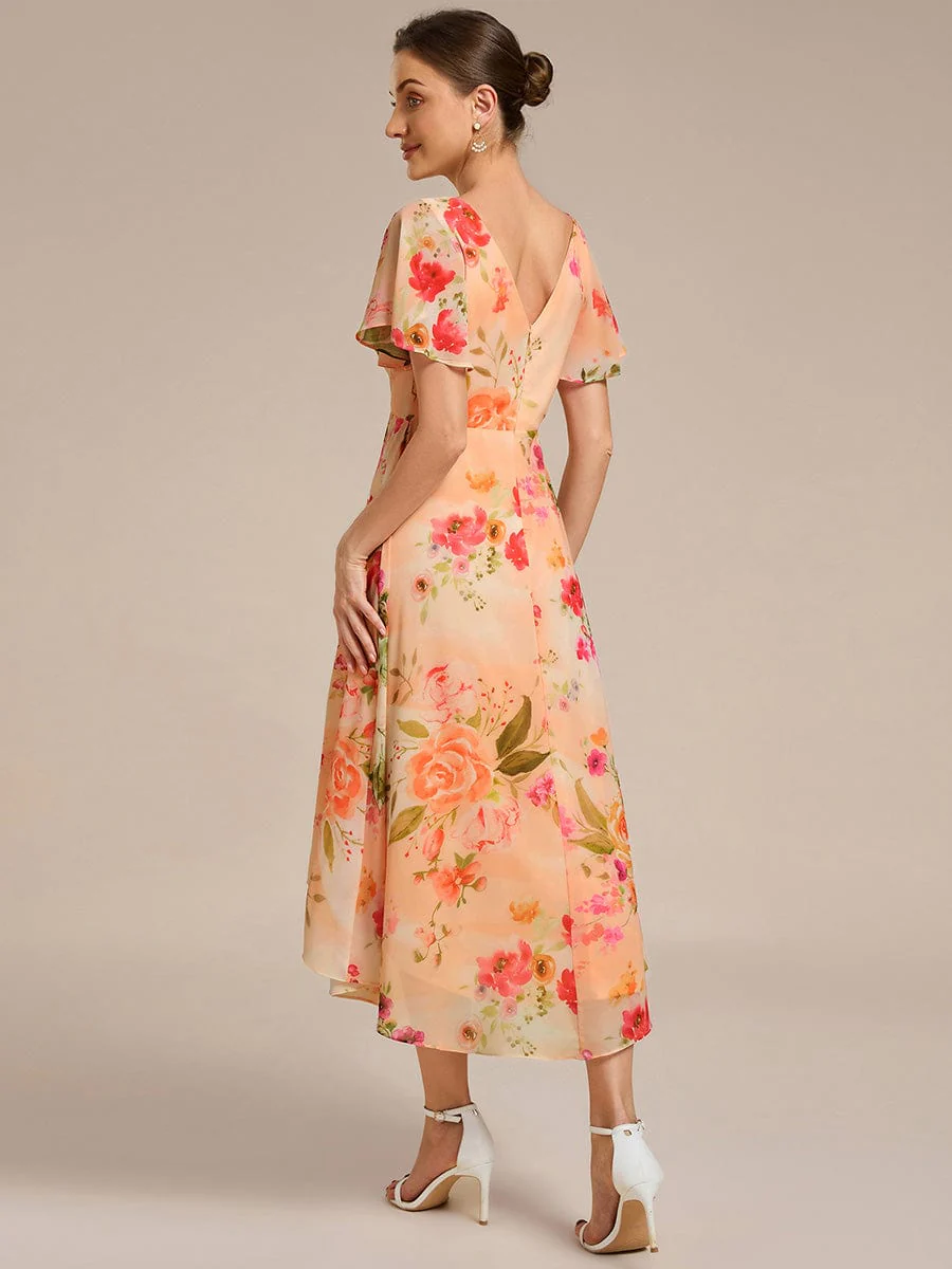 ever FAYE|Chic V Neck High-Low Short Sleeve Wedding Guest Dress - Image 59