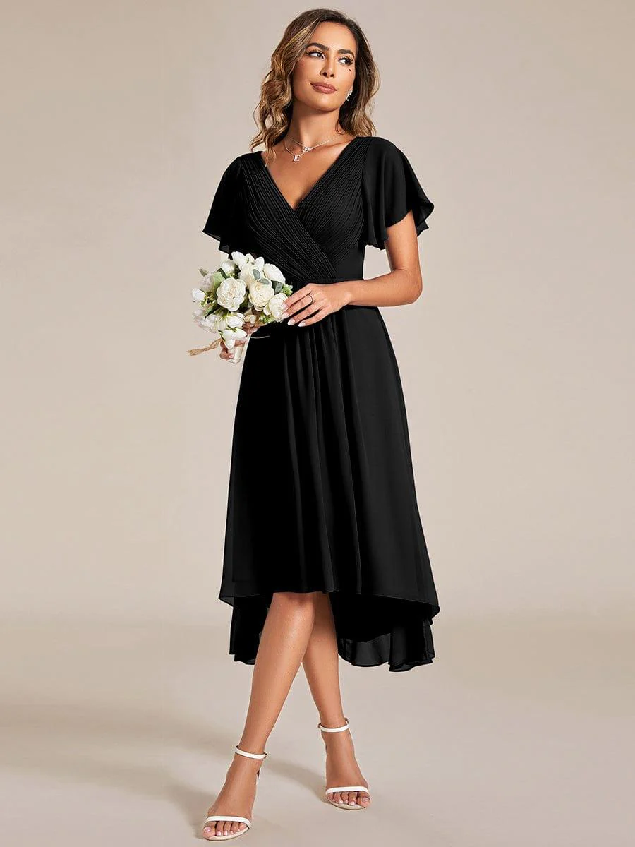 ever FAYE|Chic V Neck High-Low Wedding Dress - Image 12