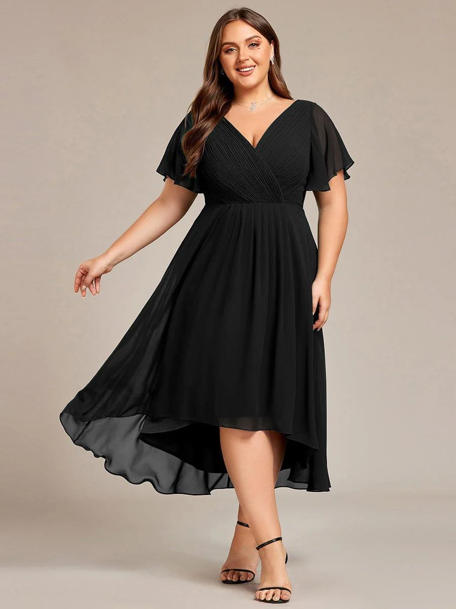 ever FAYE|Chic V Neck High-Low Wedding Dress - Image 14
