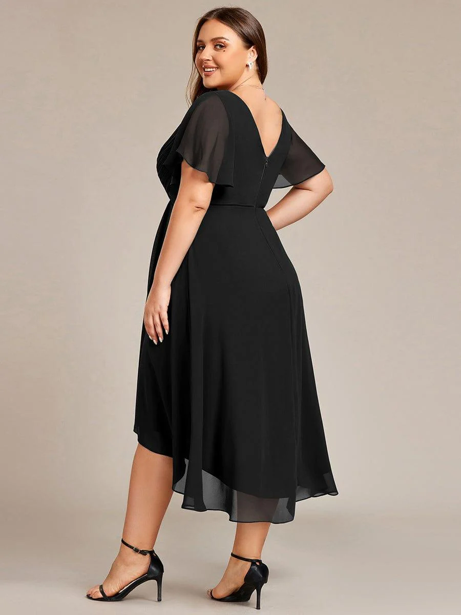 ever FAYE|Chic V Neck High-Low Wedding Dress - Image 15