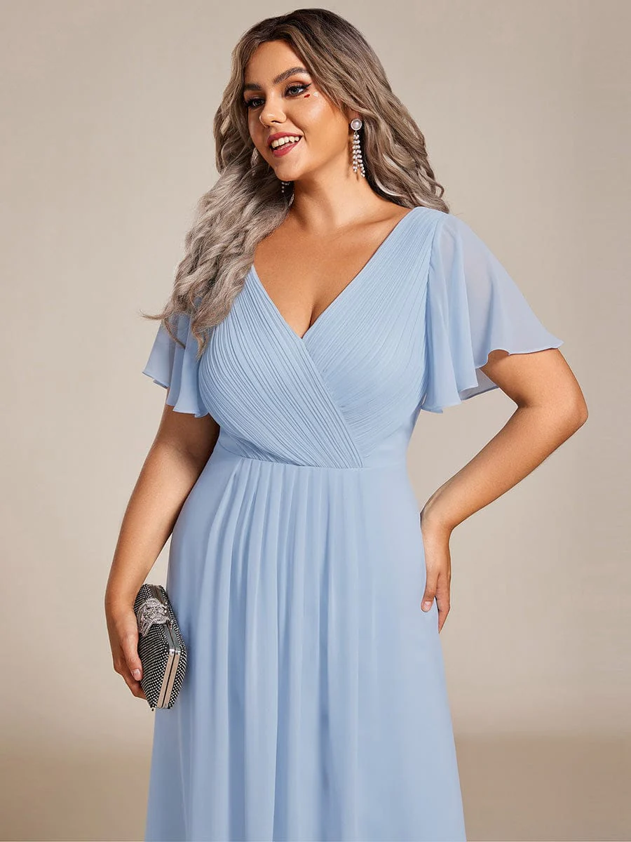 ever FAYE|Chic V Neck High-Low Wedding Dress - Image 48