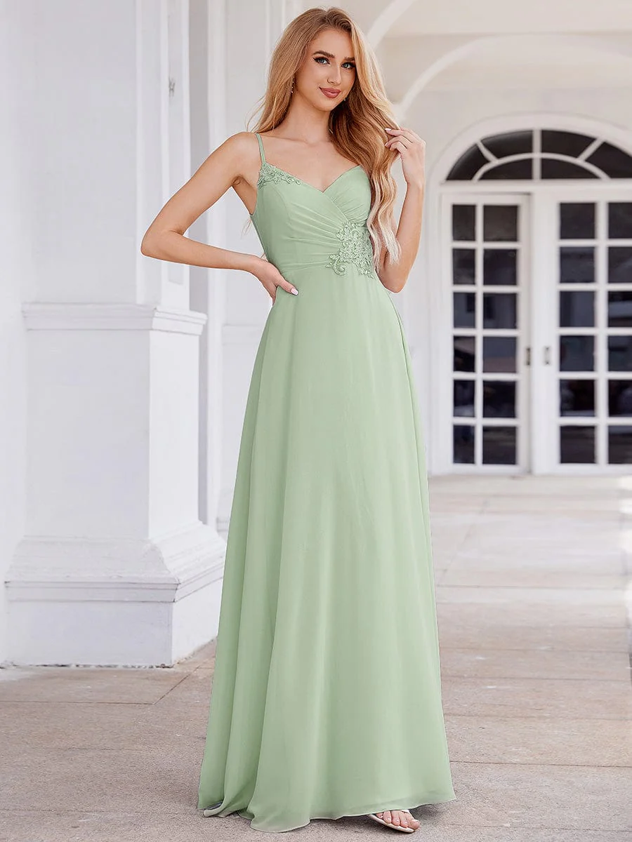 ever PAIGE|Chic Pleated Applique Waist Bridesmaid Dress(Final Sale) - Image 12