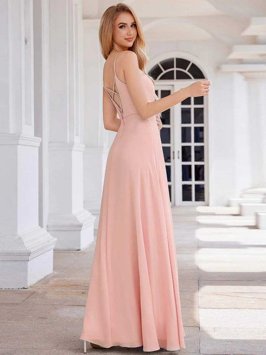 ever PAIGE|Chic Pleated Applique Waist Bridesmaid Dress(Final Sale) - Image 2