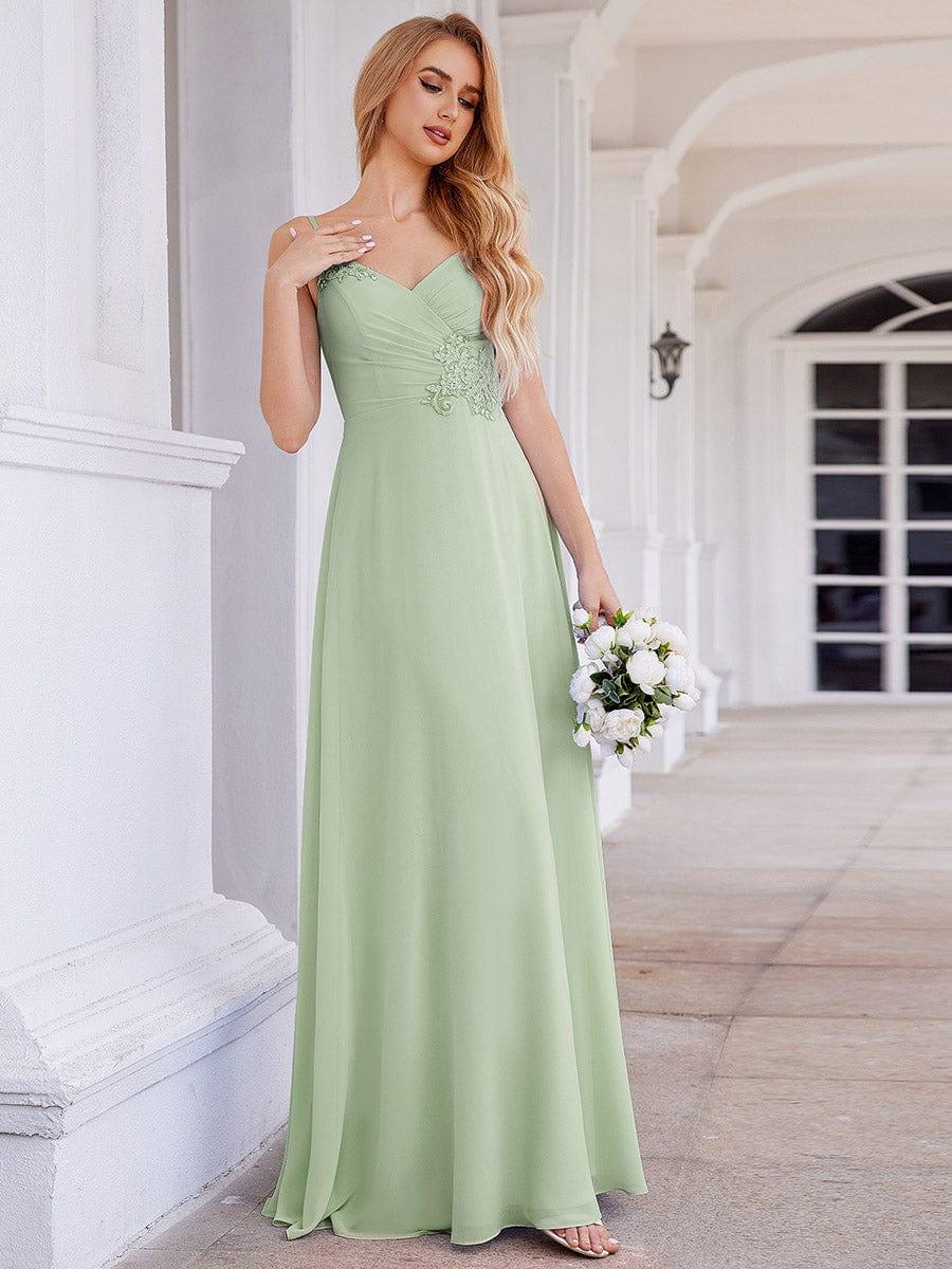 ever PAIGE|Chic Pleated Applique Waist Dress In Sage Green(Final Sale) - Image 5