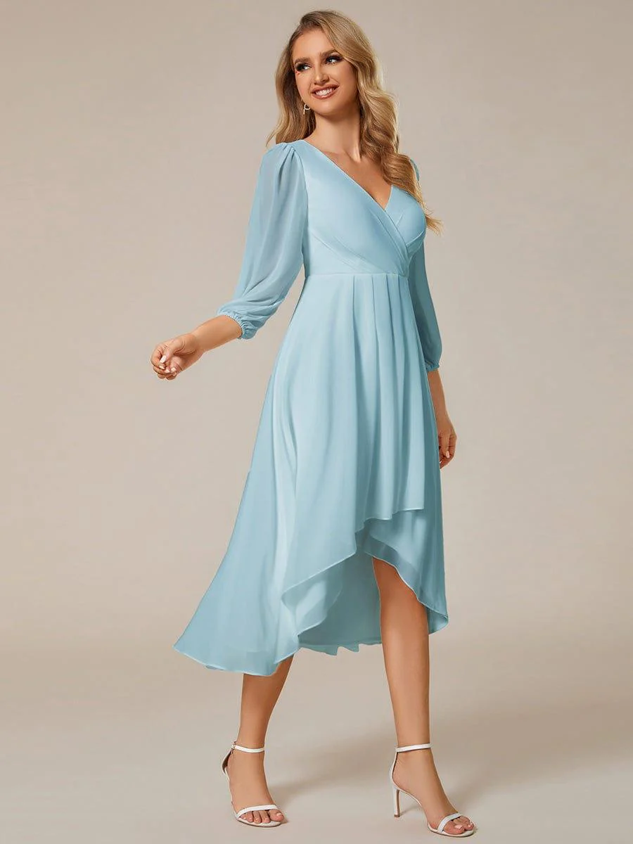 ever BRIAR|Chiffon 3/4 Sleeve V-Neck High-Low Wedding Guest Dress(Final Sale) - Image 24