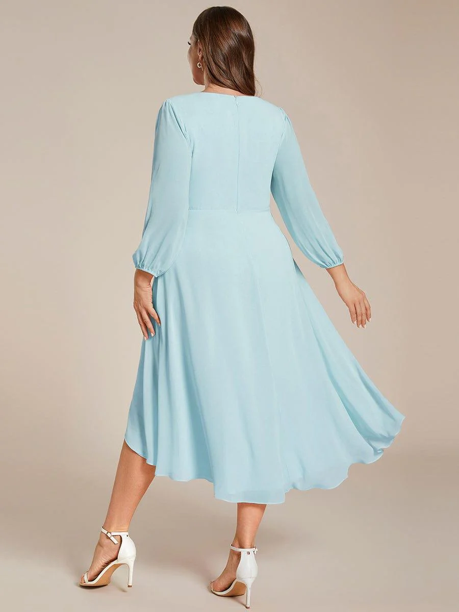 ever BRIAR|Chiffon 3/4 Sleeve V-Neck High-Low Wedding Guest Dress(Final Sale) - Image 27