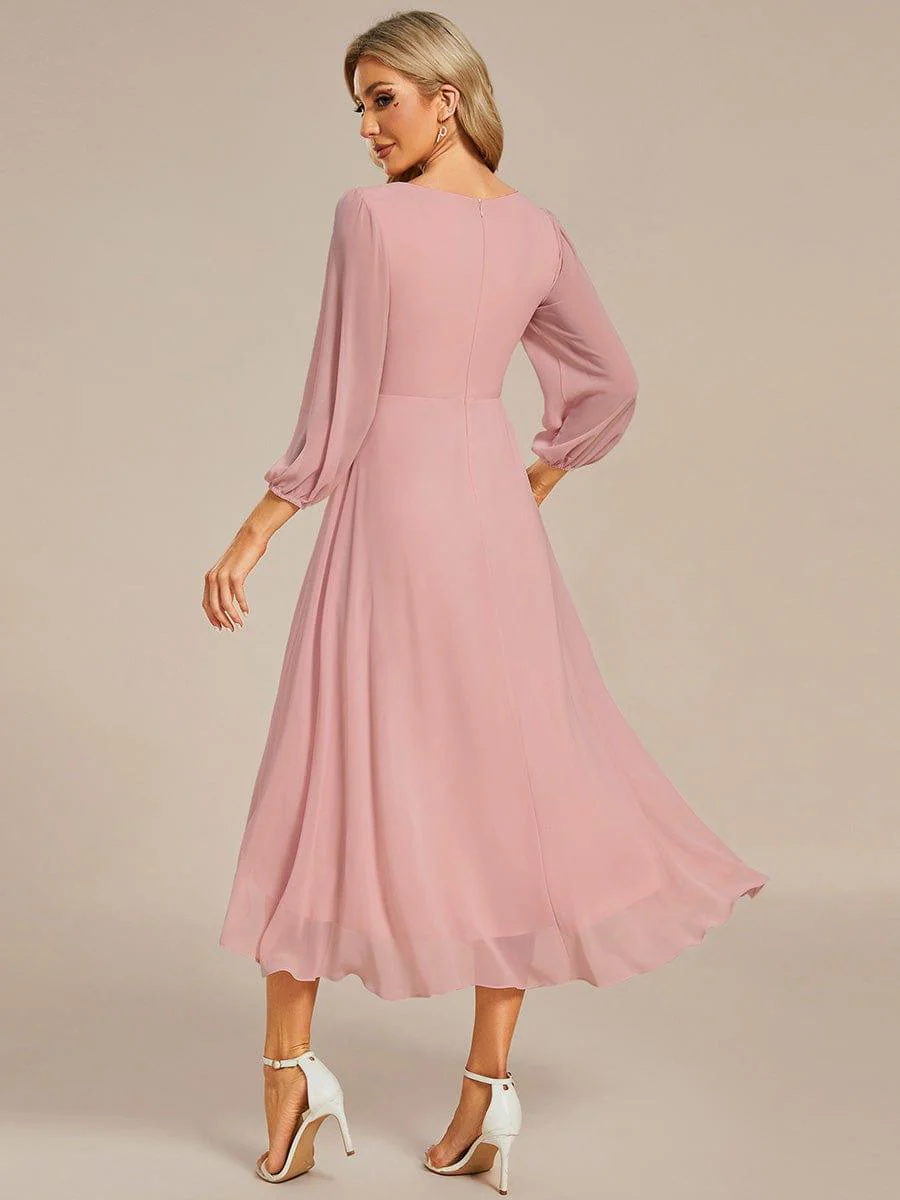 ever BRIAR|Chiffon 3/4 Sleeve V-Neck High-Low Wedding Guest Dress(Final Sale) - Image 32