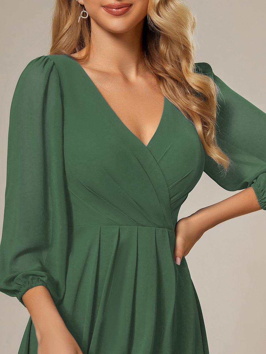 ever BRIAR|Chiffon 3/4 Sleeve V-Neck High-Low Wedding Guest Dress(Final Sale) - Image 5