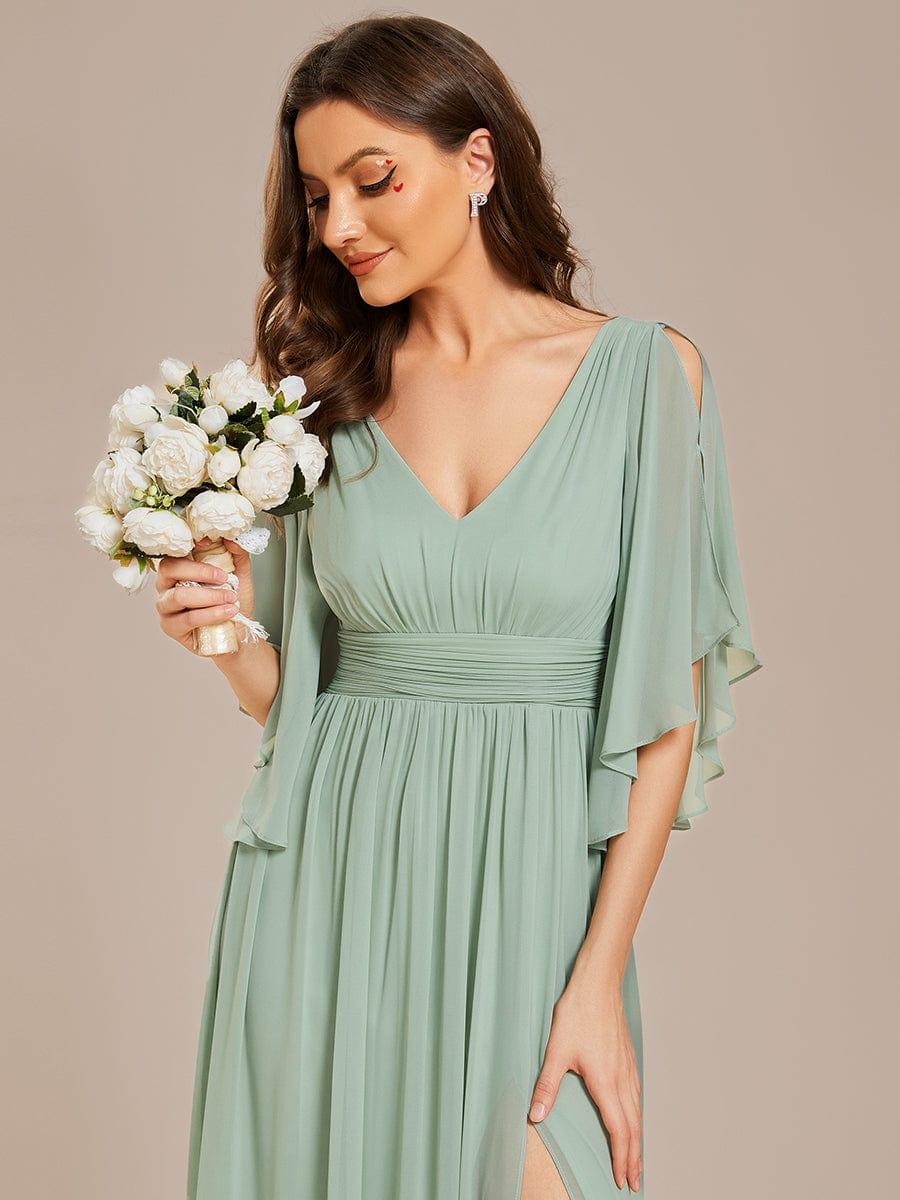 ever ELYAN|Chiffon A-Line Half Sleeves High Slit Bridesmaid Dress - Image 3