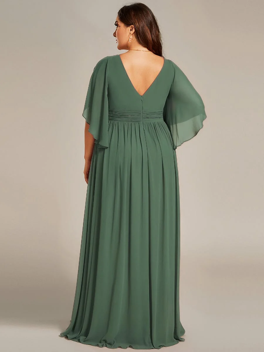 ever ELYAN|Chiffon A-Line Half Sleeves High Slit Bridesmaid Dress - Image 37