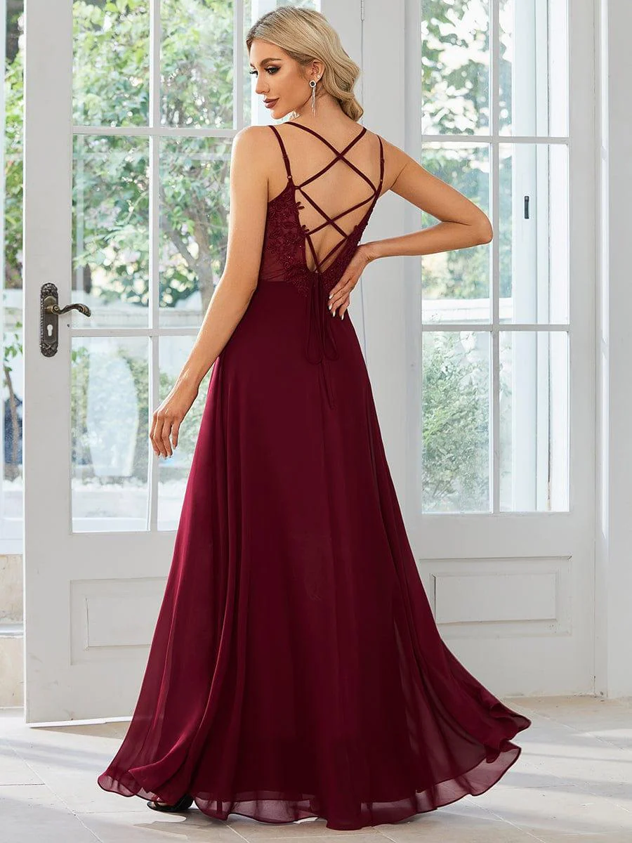 ever RUBY|Multiway Chiffon and Lace Open Back Bridesmaid Dress with Spaghetti Straps - Image 11