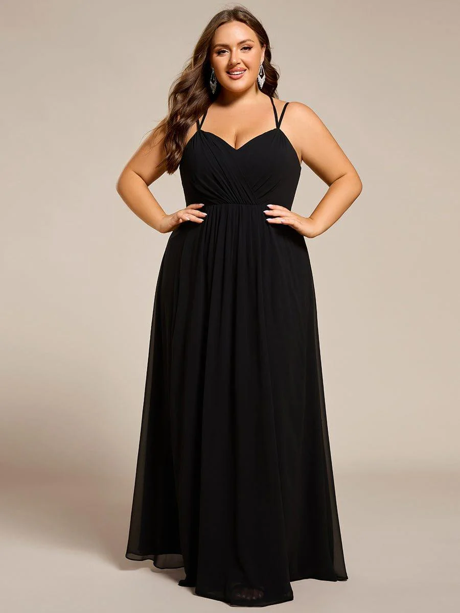 ever RUBY|Chiffon and Lace Open Back Dress with Spaghetti Straps in Black - Image 11