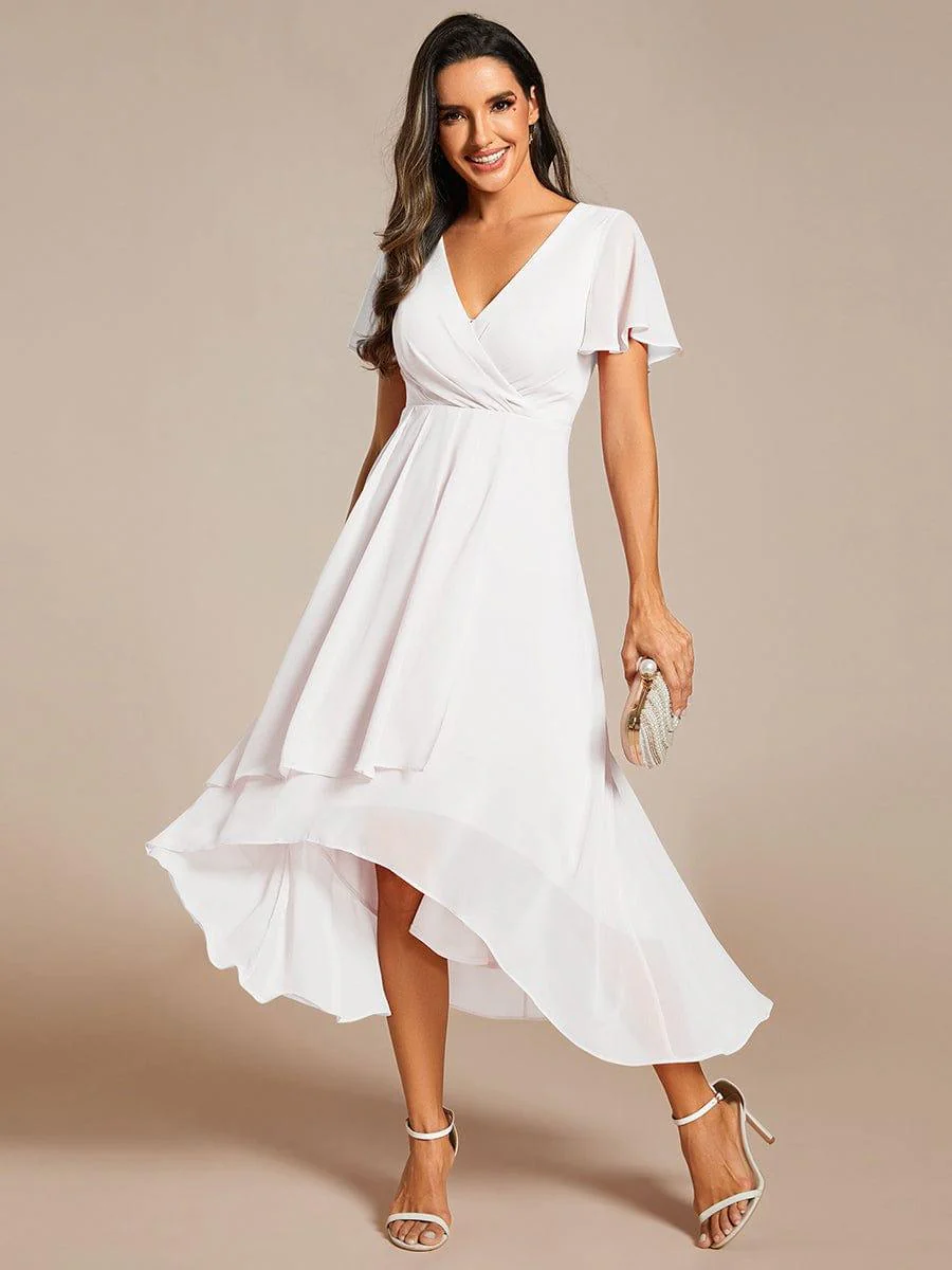 ever LARK|Chiffon Elegance Short Sleeve High-Low Bridesmaid Dress - Image 100