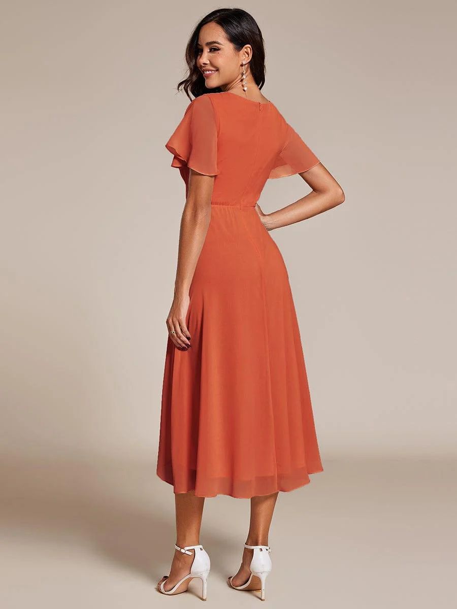 ever LARK|Chiffon Elegance Short Sleeve High-Low Bridesmaid Dress - Image 109